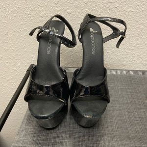 Black exotic dance wear platform heels